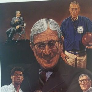 lITHOGRAPH  SIGNED BY jOHN wOODEN  AND aRTIST